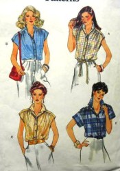 7592 EZ VOGUE 1970s COLLAR BUTTON BLOUSE PATTERN 12,10